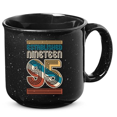 Retro Established Nineteen 95 1995 30th Birthday 15oz Campfire Ceramic Mug