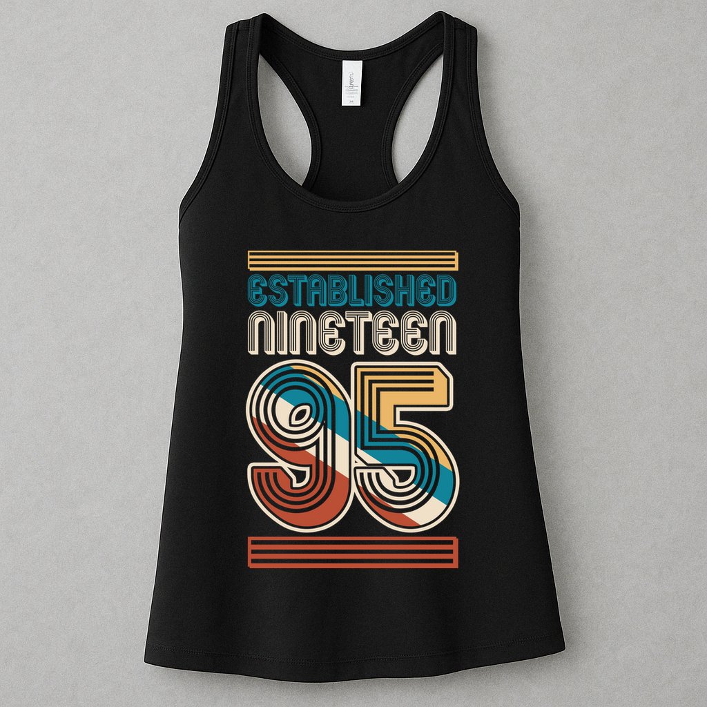 Retro Established Nineteen 95 1995 30th Birthday Womens Tank Top
