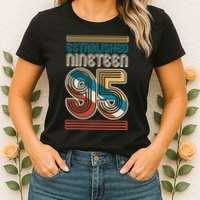 Retro Established Nineteen 95 1995 30th Birthday Womens T-Shirt