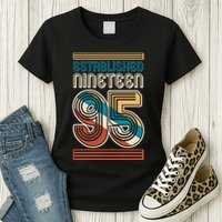 Retro Established Nineteen 95 1995 30th Birthday Womens T-Shirt