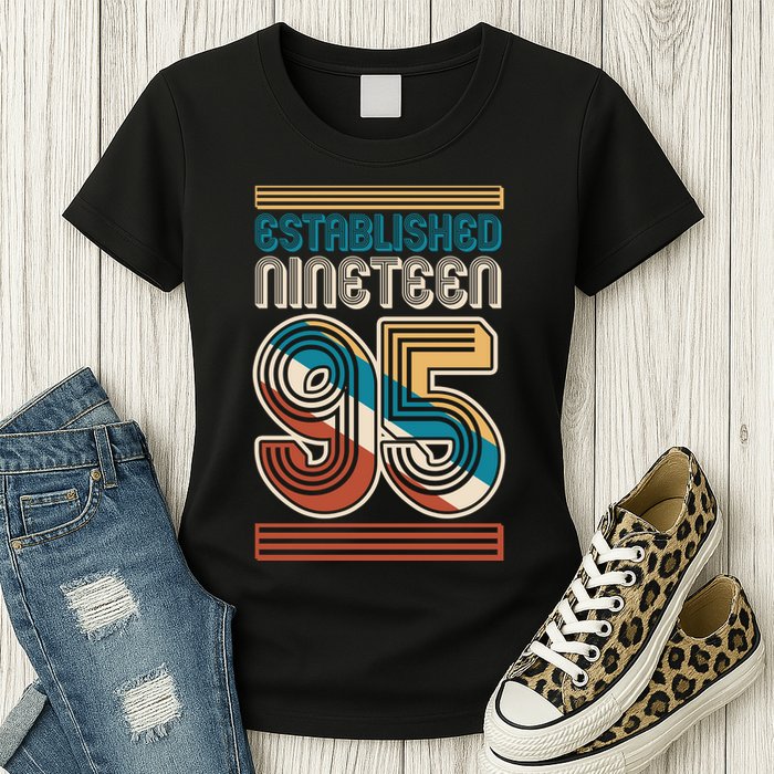 Retro Established Nineteen 95 1995 30th Birthday Womens T-Shirt
