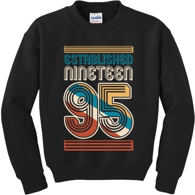 Retro Established Nineteen 95 1995 30th Birthday Kids Sweatshirt