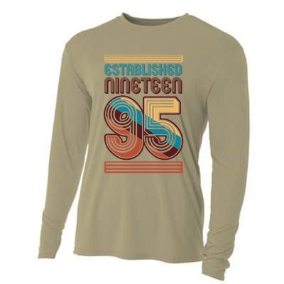 Retro Established Nineteen 95 1995 30th Birthday Cooling Performance Long Sleeve Crew