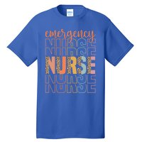 Retro Emergency Nurse Leopard Design Funny Nursing Vintage Gift Tall T-Shirt