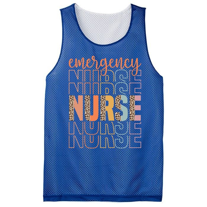 Retro Emergency Nurse Leopard Design Funny Nursing Vintage Gift Mesh Reversible Basketball Jersey Tank