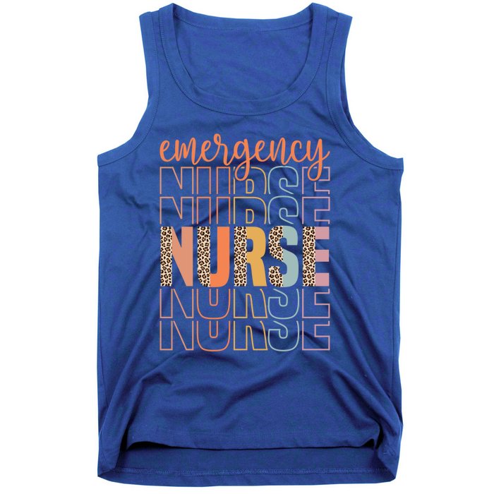 Retro Emergency Nurse Leopard Design Funny Nursing Vintage Gift Tank Top