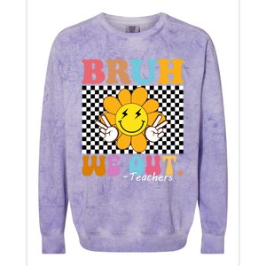 Retro End Of School Year Teacher Summer Bruh We Out Teachers Gift Colorblast Crewneck Sweatshirt