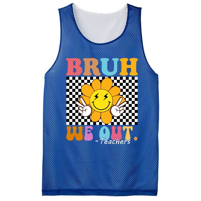 Retro End Of School Year Teacher Summer Bruh We Out Teachers Gift Mesh Reversible Basketball Jersey Tank