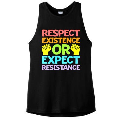 Respect Existence Or Expect Resistance Ladies PosiCharge Tri-Blend Wicking Tank