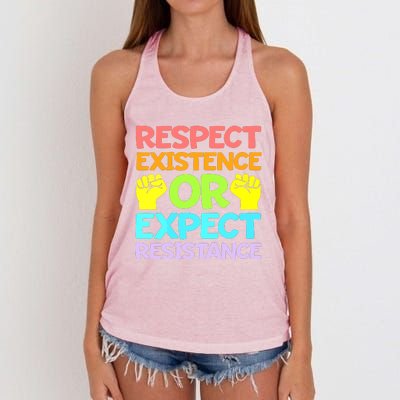 Respect Existence Or Expect Resistance Women's Knotted Racerback Tank