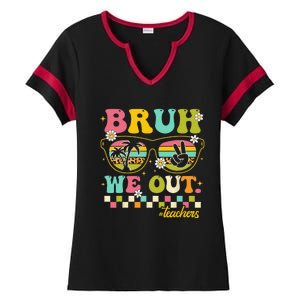 Retro End Of School Year Teacher Summer Bruh We Out Teachers Ladies Halftime Notch Neck Tee