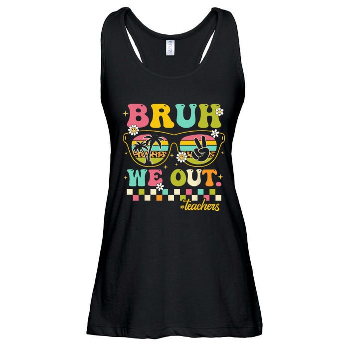 Retro End Of School Year Teacher Summer Bruh We Out Teachers Ladies Essential Flowy Tank