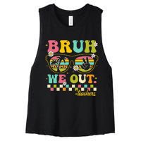 Retro End Of School Year Teacher Summer Bruh We Out Teachers Women's Racerback Cropped Tank