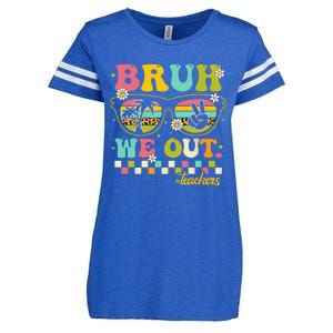 Retro End Of School Year Teacher Summer Bruh We Out Teachers Enza Ladies Jersey Football T-Shirt