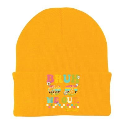 Retro End Of School Year Teacher Summer Bruh We Out Teachers Knit Cap Winter Beanie