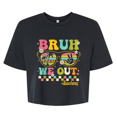 Retro End Of School Year Teacher Summer Bruh We Out Teachers Bella+Canvas Jersey Crop Tee