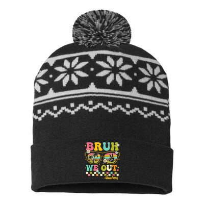 Retro End Of School Year Teacher Summer Bruh We Out Teachers USA-Made Snowflake Beanie