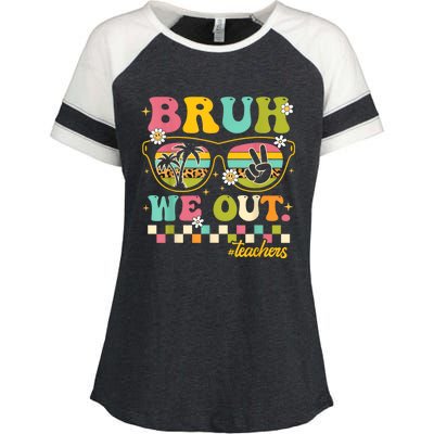 Retro End Of School Year Teacher Summer Bruh We Out Teachers Enza Ladies Jersey Colorblock Tee