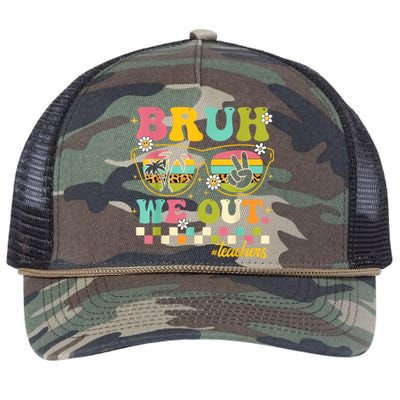 Retro End Of School Year Teacher Summer Bruh We Out Teachers Retro Rope Trucker Hat Cap