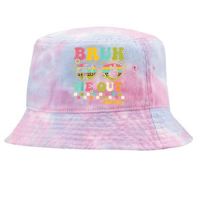 Retro End Of School Year Teacher Summer Bruh We Out Teachers Tie-Dyed Bucket Hat