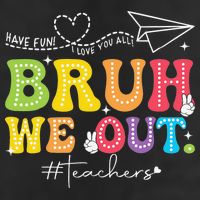 Retro End Of School Year Teacher Summer Bruh We Out 7 Panel Mesh Trucker Snapback Hat