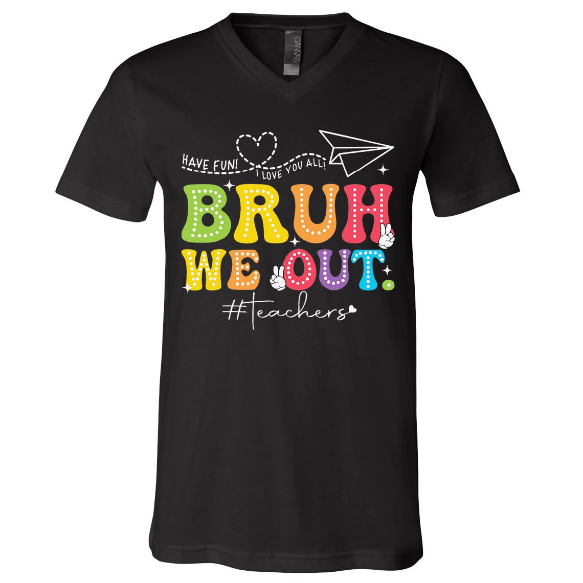 Retro End Of School Year Teacher Summer Bruh We Out V-Neck T-Shirt