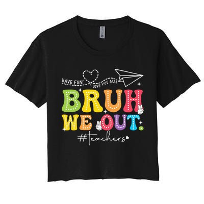 Retro End Of School Year Teacher Summer Bruh We Out Crop Top