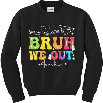 Retro End Of School Year Teacher Summer Bruh We Out Kids Sweatshirt