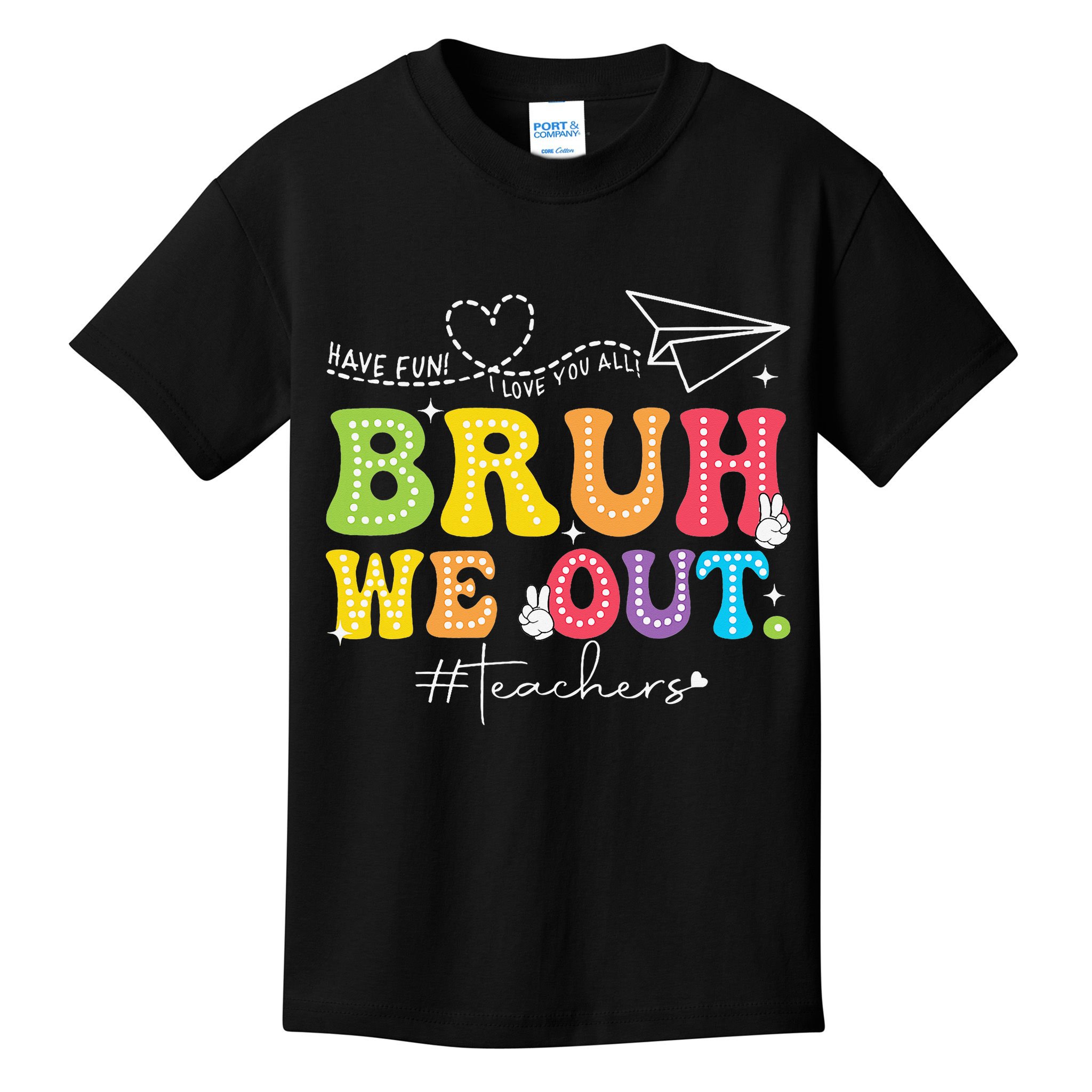 Retro End Of School Year Teacher Summer Bruh We Out Kids T-Shirt