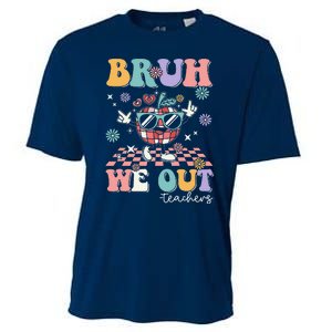 Retro End Of School Year Teacher Summer Bruh We Out Teachers Cooling Performance Crew T-Shirt