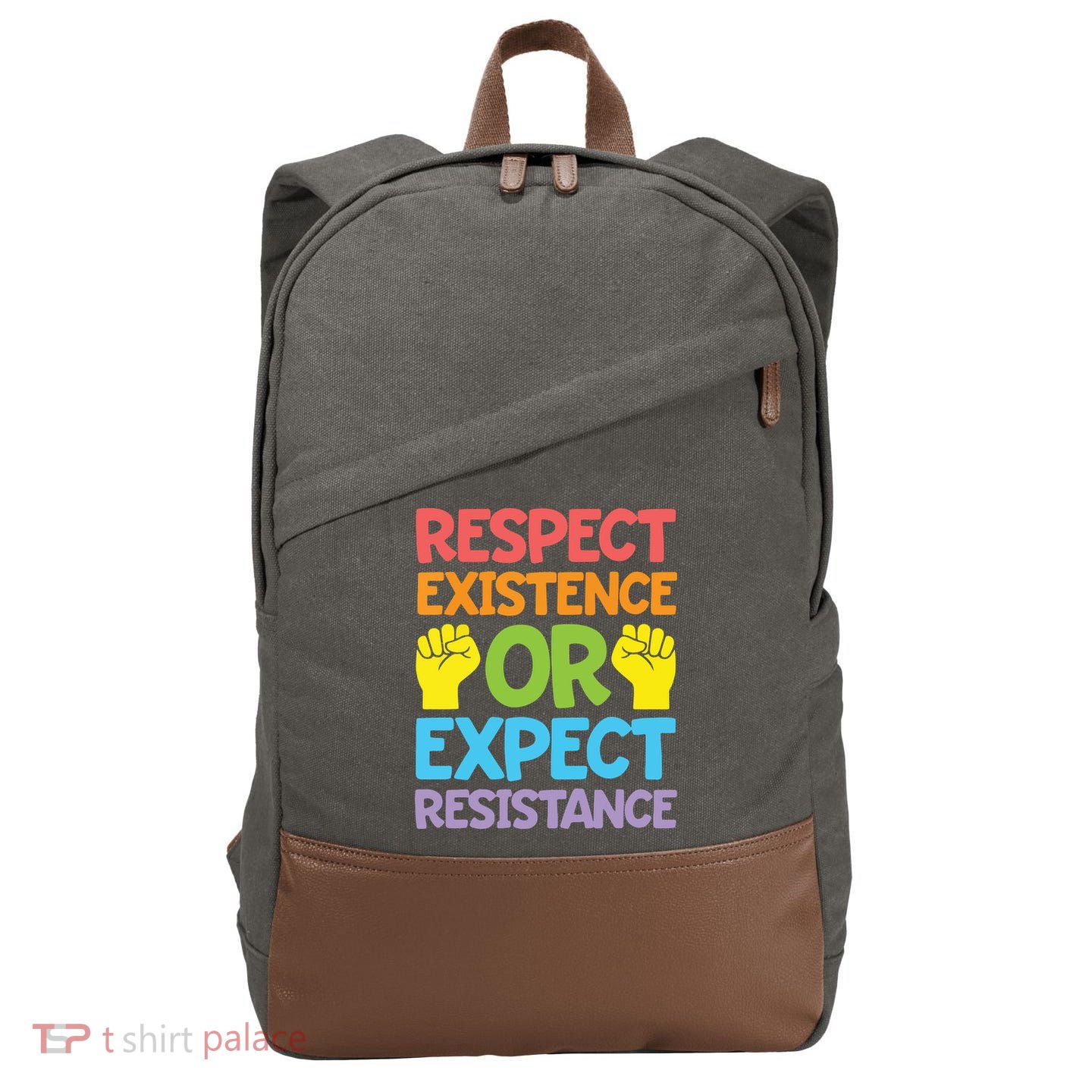 Respect Existence Or Expect Resistance Cotton Canvas Backpack