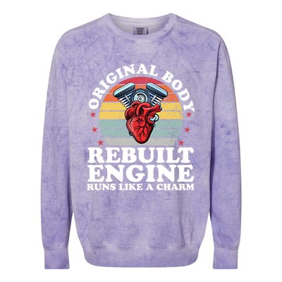 Rebuilt Engine Open Heart Surgery Recovery Survivor Gift Colorblast Crewneck Sweatshirt