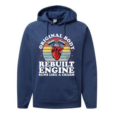 Rebuilt Engine Open Heart Surgery Recovery Survivor Gift Performance Fleece Hoodie