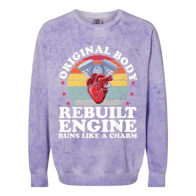 Rebuilt Engine Open Heart Surgery Recovery Survivor Gift High Crown Mesh Bac Colorblast Crewneck Sweatshirt