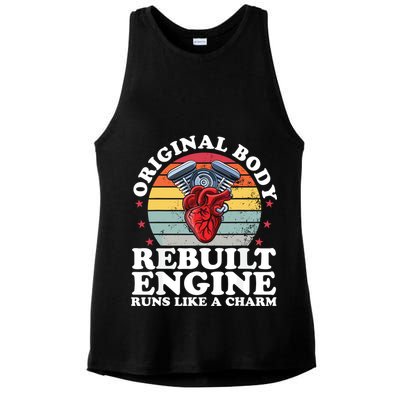 Rebuilt Engine Open Heart Surgery Recovery Survivor Gift High Crown Mesh Bac Ladies PosiCharge Tri-Blend Wicking Tank