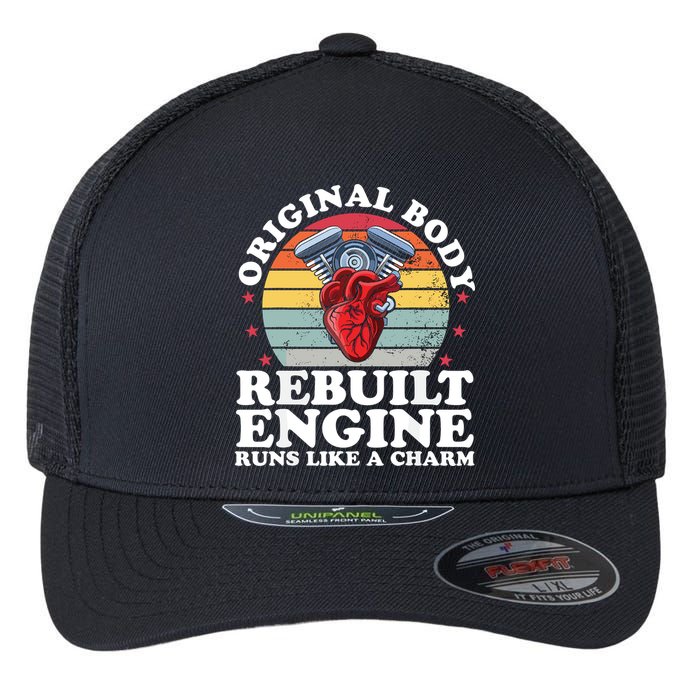 Rebuilt Engine Open Heart Surgery Recovery Survivor Gift High Crown Mesh Bac Flexfit Unipanel Trucker Cap