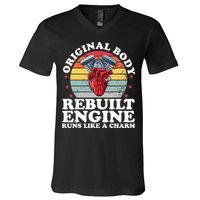 Rebuilt Engine Open Heart Surgery Recovery Survivor Gift High Crown Mesh Bac V-Neck T-Shirt