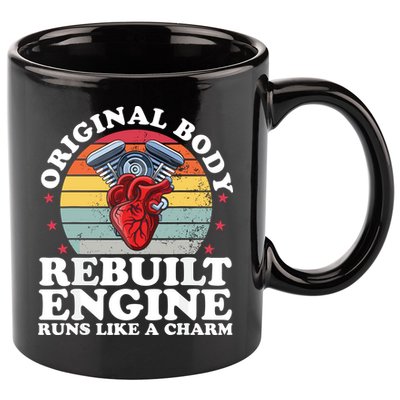 Rebuilt Engine Open Heart Surgery Recovery Survivor Gift High Crown Mesh Bac 11oz C Handle Ceramic Mug