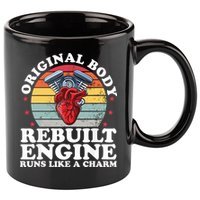Rebuilt Engine Open Heart Surgery Recovery Survivor Gift High Crown Mesh Bac 11oz C Handle Ceramic Mug