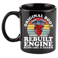 Rebuilt Engine Open Heart Surgery Recovery Survivor Gift High Crown Mesh Bac 11oz C Handle Ceramic Mug