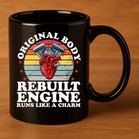 Rebuilt Engine Open Heart Surgery Recovery Survivor Gift High Crown Mesh Bac 11oz C Handle Ceramic Mug