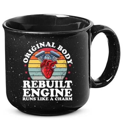 Rebuilt Engine Open Heart Surgery Recovery Survivor Gift High Crown Mesh Bac 15oz Campfire Ceramic Mug
