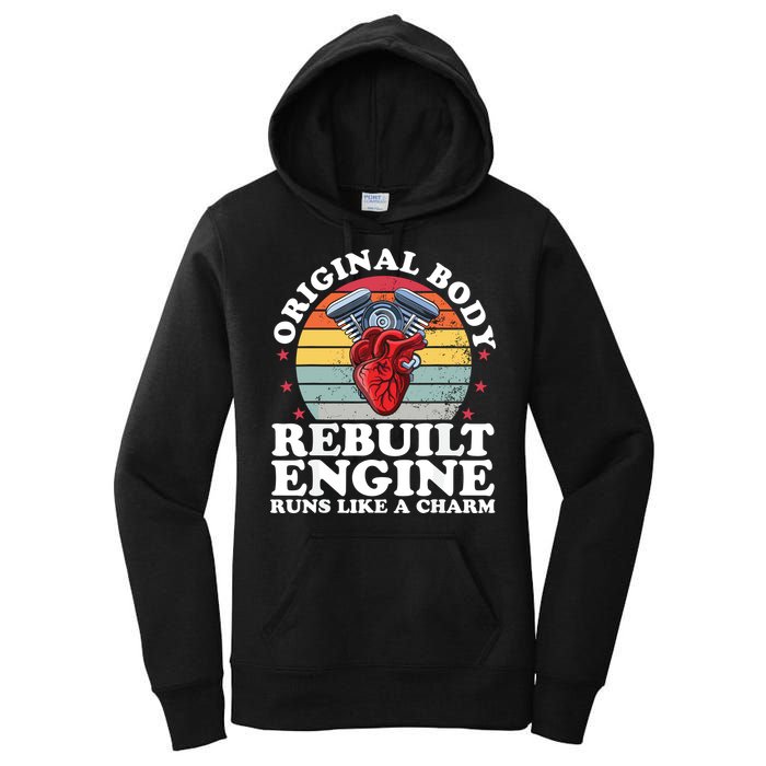 Rebuilt Engine Open Heart Surgery Recovery Survivor Gift High Crown Mesh Bac Women's Pullover Hoodie