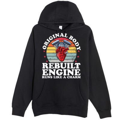 Rebuilt Engine Open Heart Surgery Recovery Survivor Gift High Crown Mesh Bac Premium Pullover Hoodie