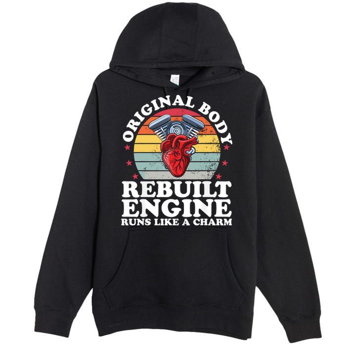 Rebuilt Engine Open Heart Surgery Recovery Survivor Gift High Crown Mesh Bac Premium Pullover Hoodie