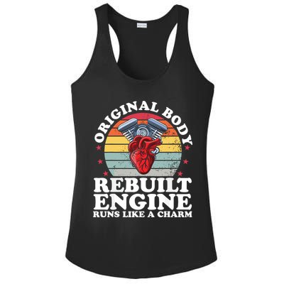 Rebuilt Engine Open Heart Surgery Recovery Survivor Gift High Crown Mesh Bac Ladies PosiCharge Competitor Racerback Tank