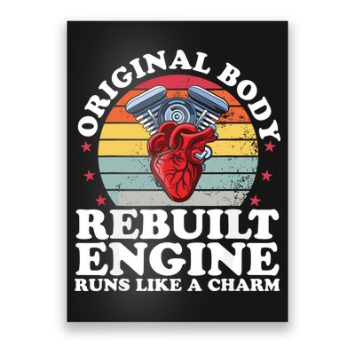 Rebuilt Engine Open Heart Surgery Recovery Survivor Gift High Crown Mesh Bac Poster