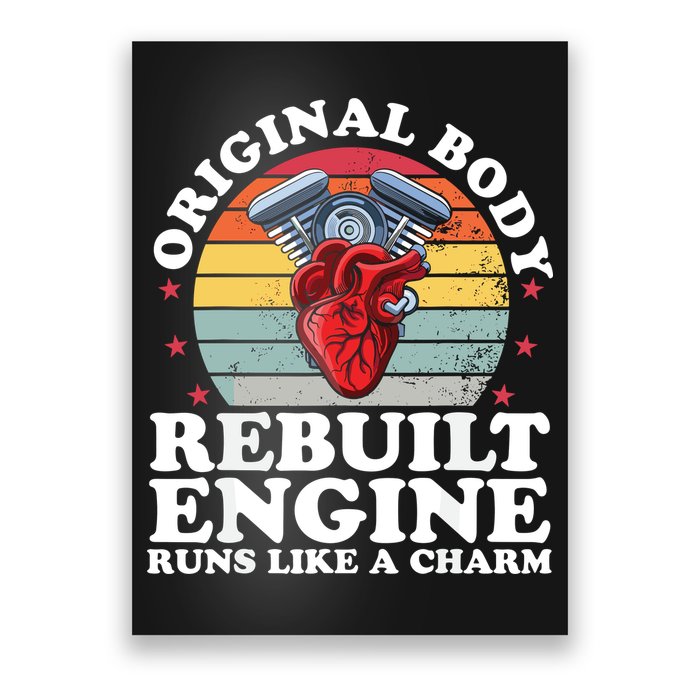 Rebuilt Engine Open Heart Surgery Recovery Survivor Gift High Crown Mesh Bac Poster