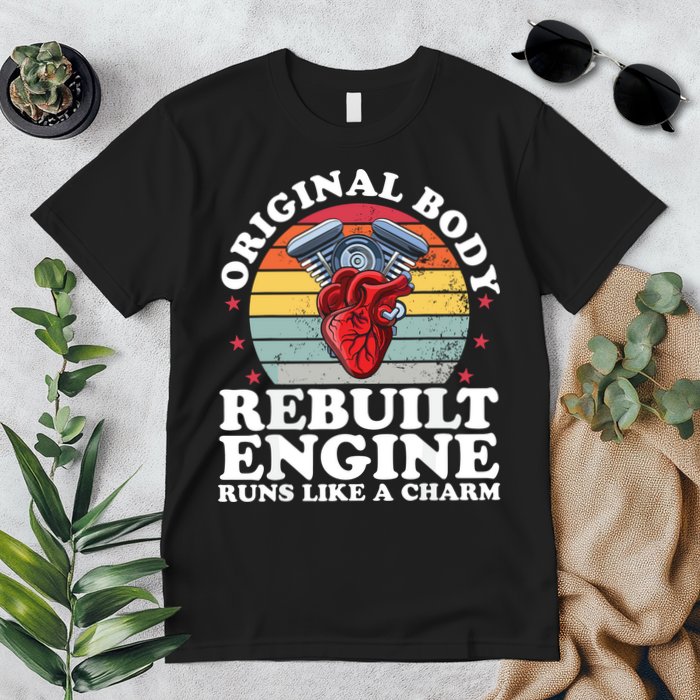 Rebuilt Engine Open Heart Surgery Recovery Survivor Gift High Crown Mesh Bac Premium T-Shirt