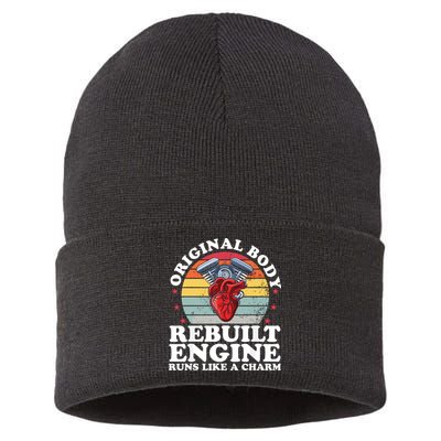 Rebuilt Engine Open Heart Surgery Recovery Survivor Gift High Crown Mesh Bac Sustainable Knit Beanie